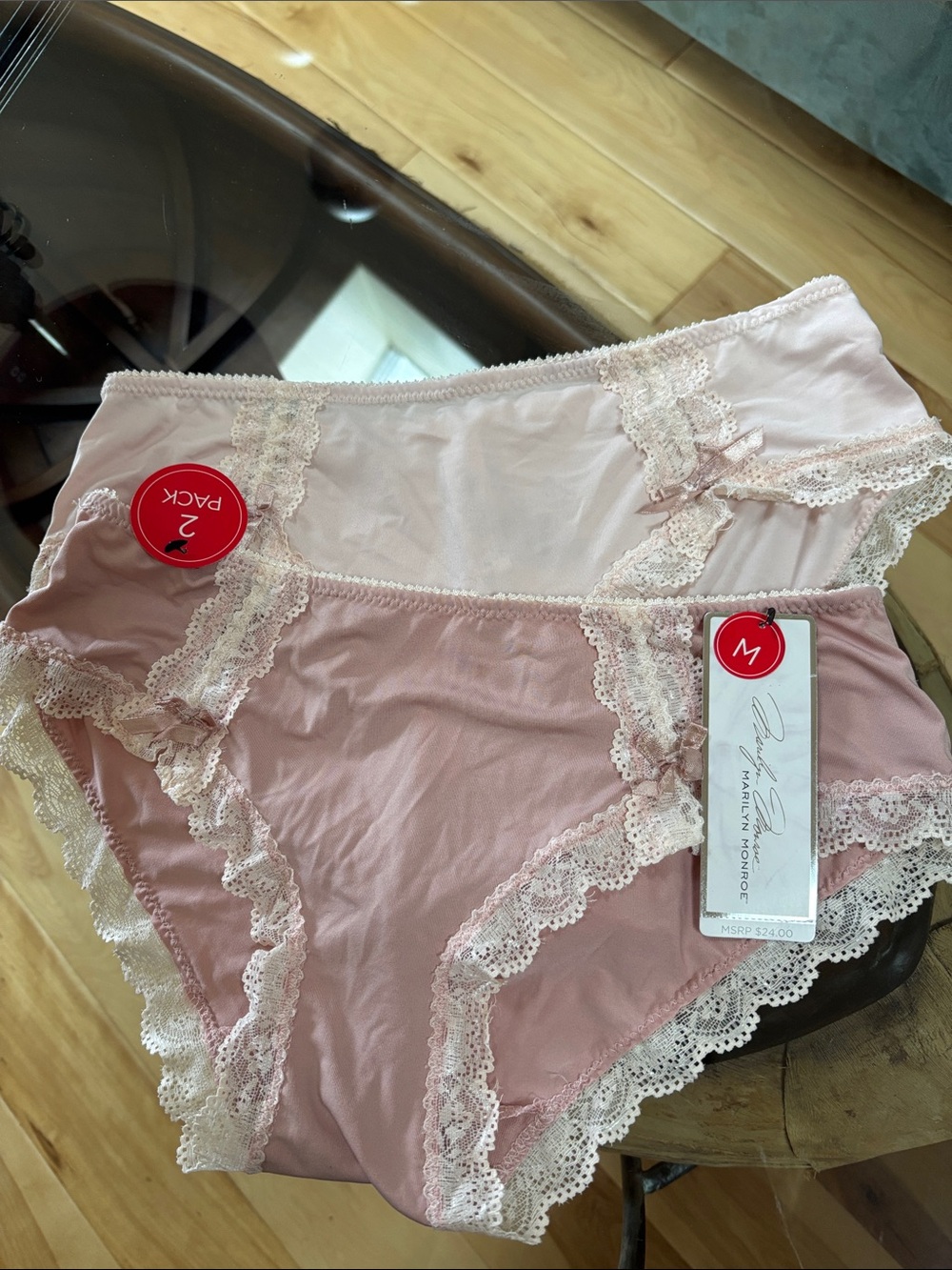 Marilyn Monroe Pink Lace-Trim Cotton Briefs - 2 Pack